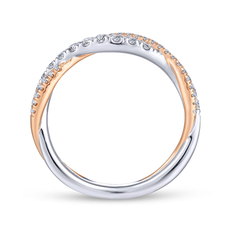 14K White-Rose Gold Matching Wedding Band - 0.38 ct - Shot 2