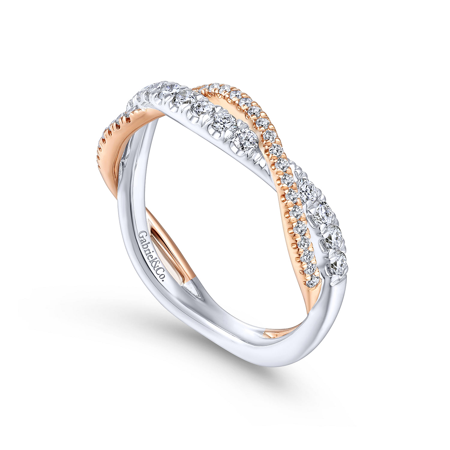 14K White-Rose Gold Matching Wedding Band - 0.38 ct - Shot 3
