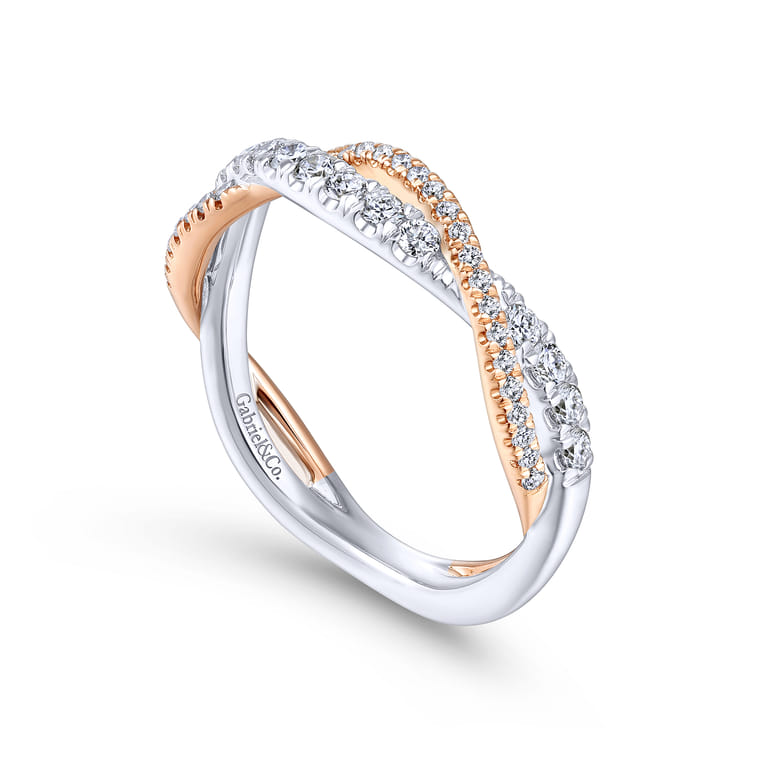 14K White-Rose Gold Matching Wedding Band - 0.38 ct - Shot 3