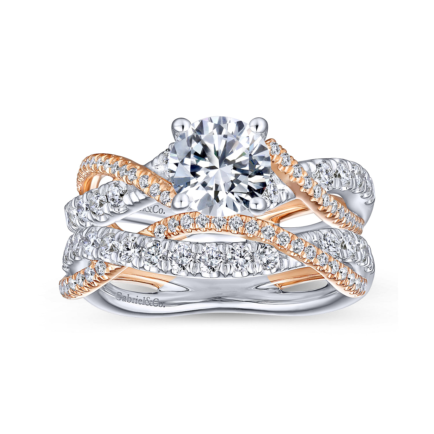 14K White-Rose Gold Matching Wedding Band - 0.38 ct - Shot 4
