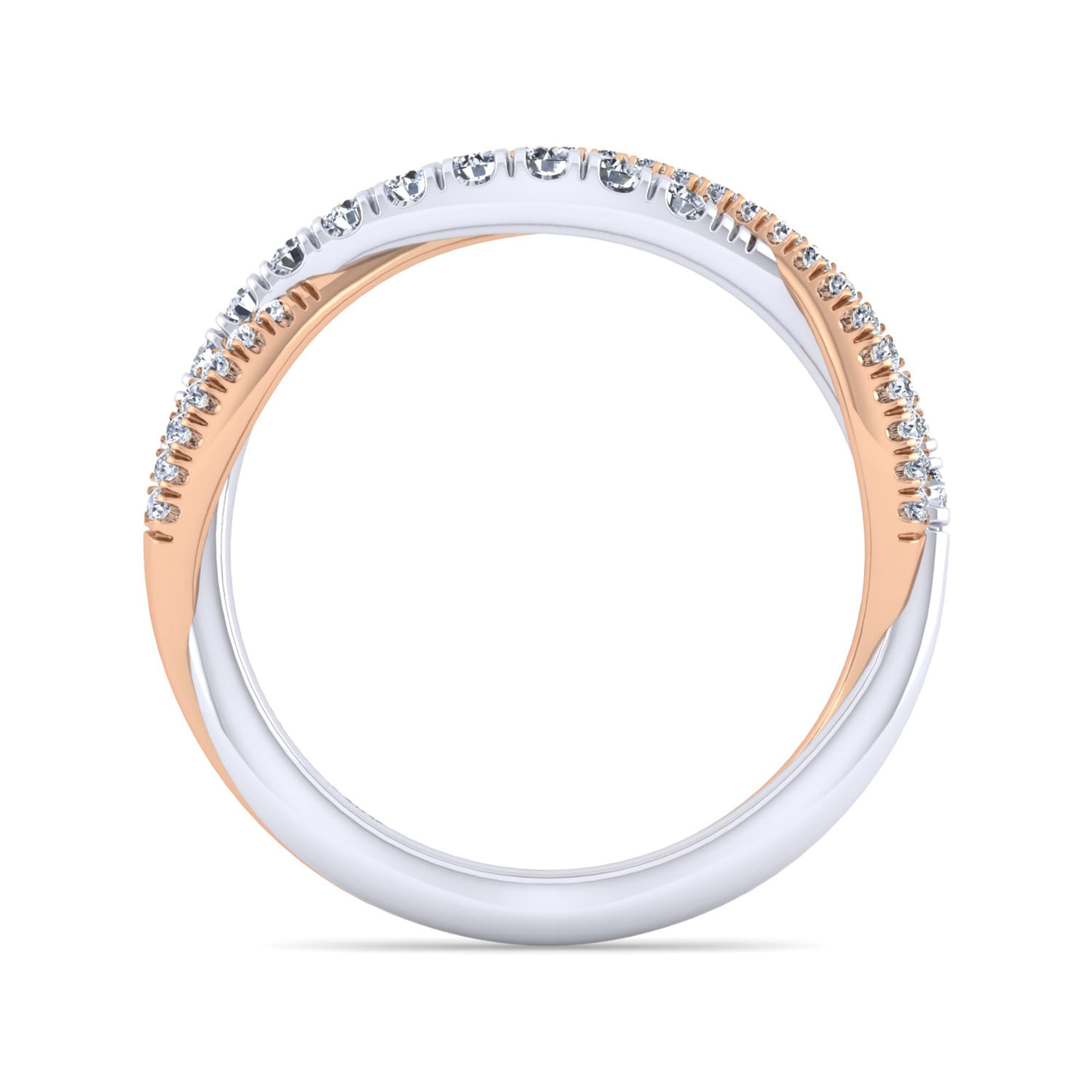 14K White-Rose Gold Matching Wedding Band - 0.38 ct - Shot 2