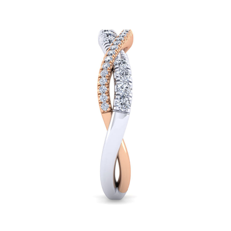 14K White-Rose Gold Matching Wedding Band - 0.38 ct - Shot 5