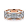 14K White-Rose Gold Pave Diamond Wide Band Ring - 1 ct