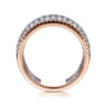 14K White-Rose Gold Pave Diamond Wide Band Ring - 1 ct