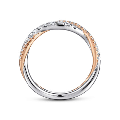 14K White-Rose Gold Twisted Diamond Anniversary Band