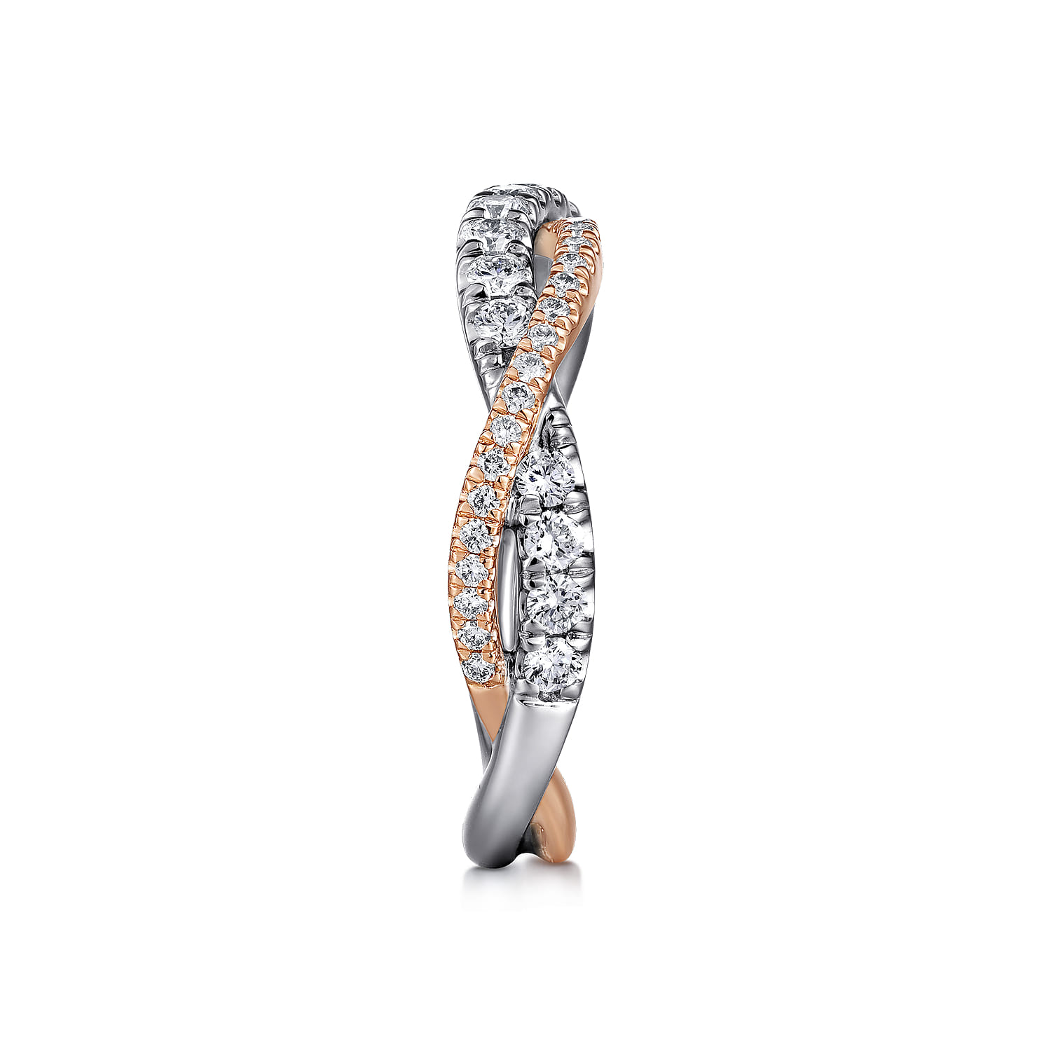 Fancy Wedding Ring in 14k White/Rose Gold with Round Natural Diamond at Gabriel & Co. - Shot 4
