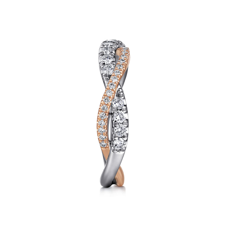 Fancy Wedding Ring in 14k White/Rose Gold with Round Natural Diamond at Gabriel & Co. - Shot 4