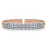 14K White-Rose Gold Wide Bujukan Diamond Cuff Bracelet - 1.85 ct
