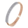 14K White-Rose Gold Wide Bujukan Diamond Cuff Bracelet - 1.85 ct
