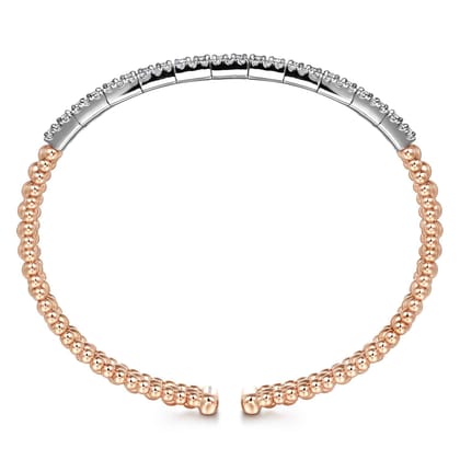14K White-Rose Gold Wide Bujukan Diamond Cuff Bracelet