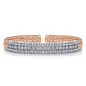 14K White-Rose Gold Wide Bujukan Diamond Cuff Bracelet - 1.85 ct
