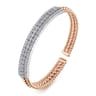 14K White-Rose Gold Wide Bujukan Diamond Cuff Bracelet - 1.85 ct