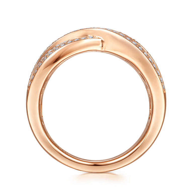 14K White-Rose Wide Diamond Channel Criss Cross Ring - 1.1 ct - Shot 2