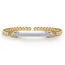 14K White  Yellow Bujukan and Diamond Bar Split Bangle Bracelet - 0.55 ct