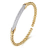 14K White  Yellow Bujukan and Diamond Bar Split Bangle Bracelet - 0.55 ct