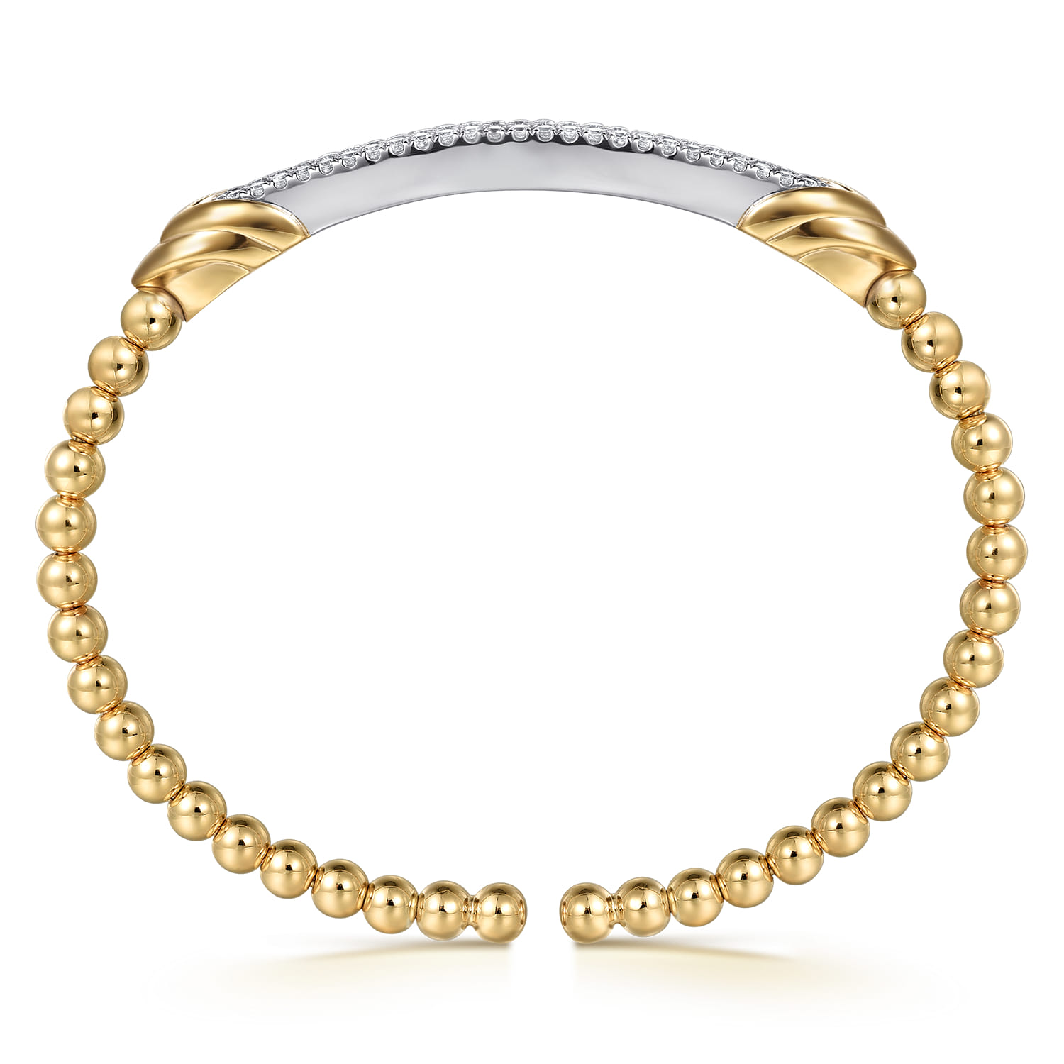14K White  Yellow Bujukan and Diamond Bar Split Bangle Bracelet - 0.55 ct - Shot 3