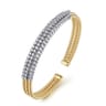 14K White  Yellow Bujukan and Diamond Multi Row Split Bangle Bracelet - 1.35 ct
