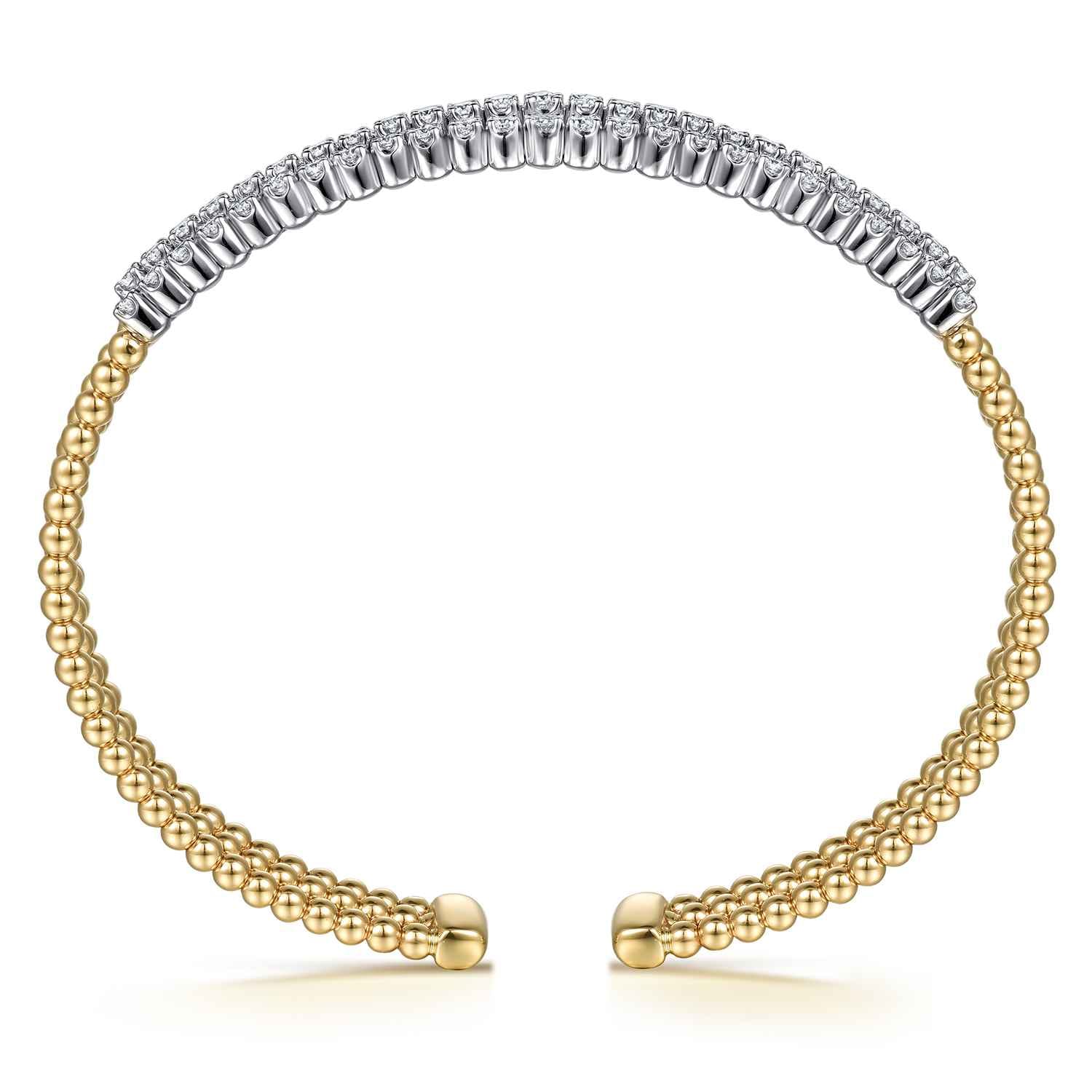 14K White  Yellow Bujukan and Diamond Multi Row Split Bangle Bracelet - 1.35 ct - Shot 3