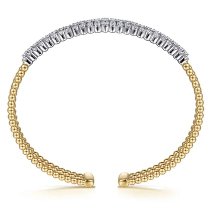 14K White  Yellow Bujukan and Diamond Multi Row Split Bangle Bracelet