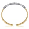 14K White  Yellow Bujukan and Diamond Multi Row Split Bangle Bracelet - 1.35 ct