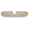 14K White  Yellow Bujukan and Diamond Multi Row Split Bangle Bracelet - 1.35 ct