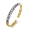 14K White  Yellow Bujukan and Diamond Multi Row Split Bangle Bracelet - 1.35 ct