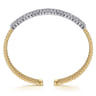 14K White  Yellow Bujukan and Diamond Multi Row Split Bangle Bracelet - 1.35 ct