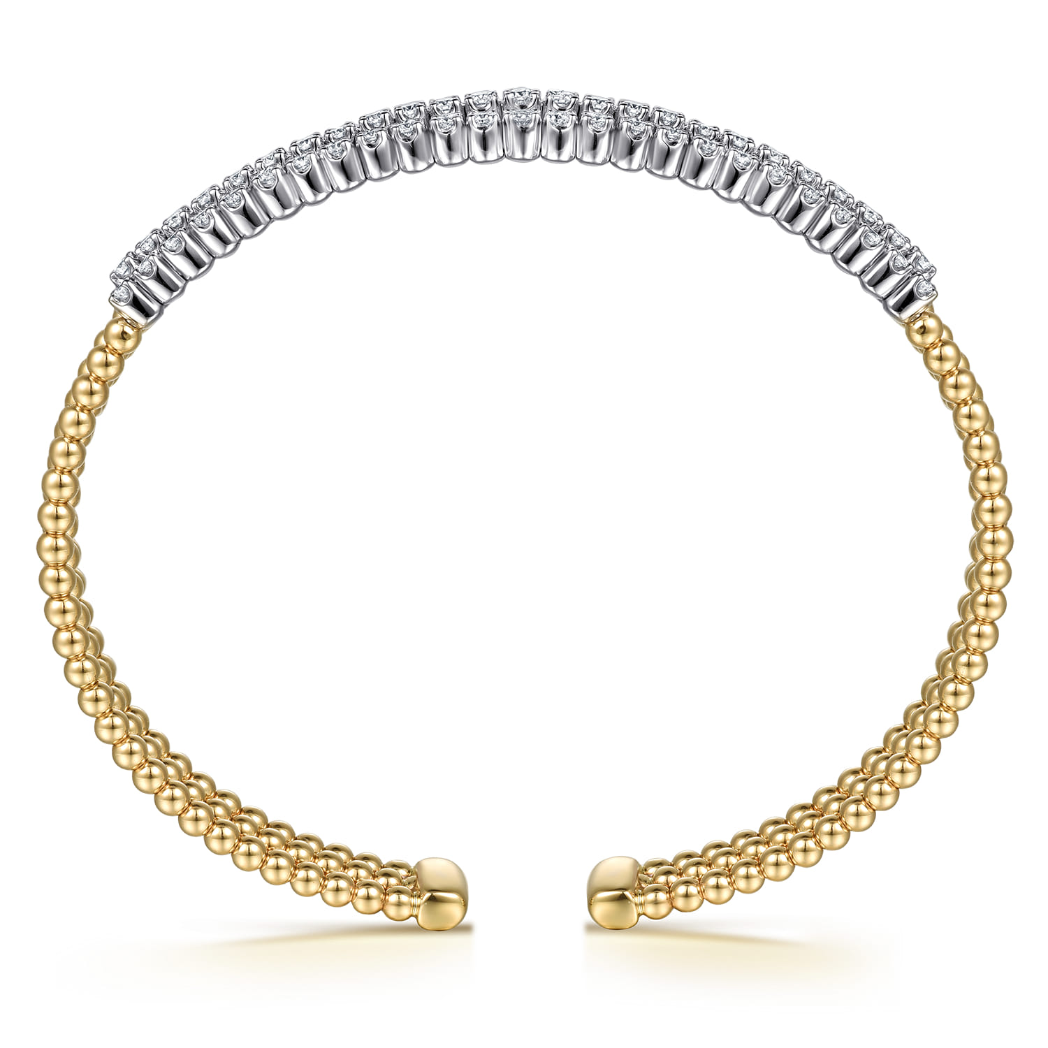 14K White  Yellow Bujukan and Diamond Multi Row Split Bangle Bracelet - 1.35 ct - Shot 3