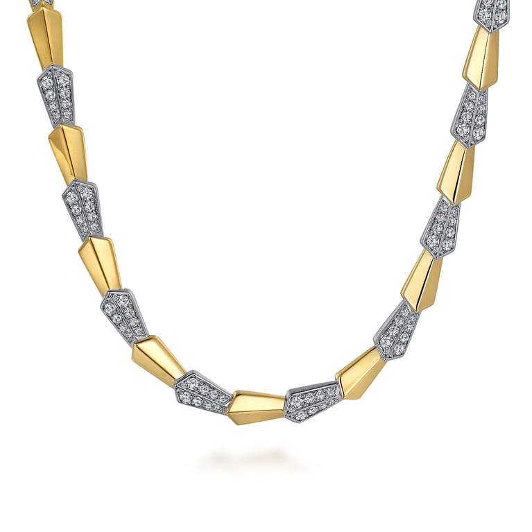 14K White  Yellow Diamond Necklace - 1.54 ct - Shot 1