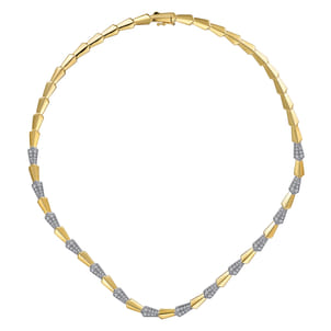 14K White  Yellow Diamond Necklace
