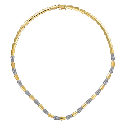 14K White  Yellow Diamond Necklace