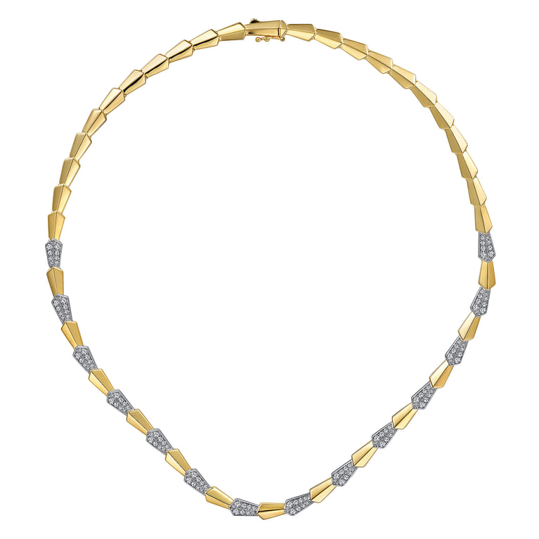 14K White  Yellow Diamond Necklace - 1.54 ct - Shot 2