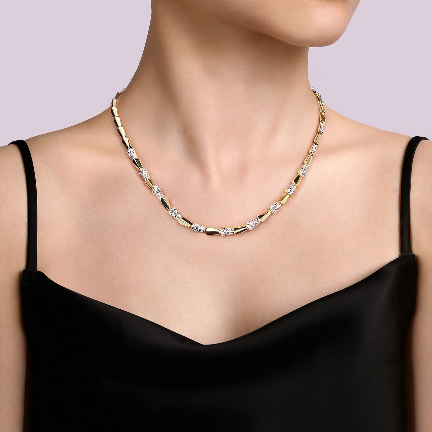 14K White  Yellow Diamond Necklace