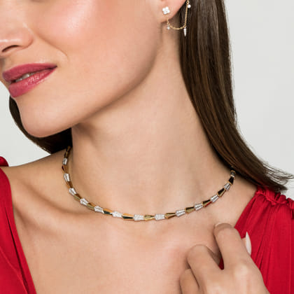 14K White  Yellow Diamond Necklace