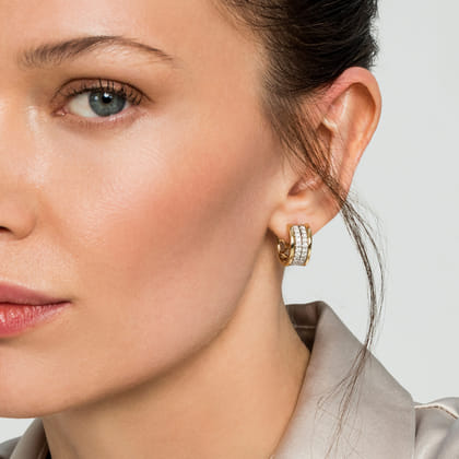 14K White-Yellow Gold 15mm Diamond Earrings