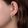 14K White-Yellow Gold 30mm Classic Diamond Hoop Earrings - 0.21 ct