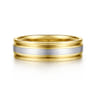14K White-Yellow Gold 4mm - Men's Wedding Band in Horizontal Brush Finish