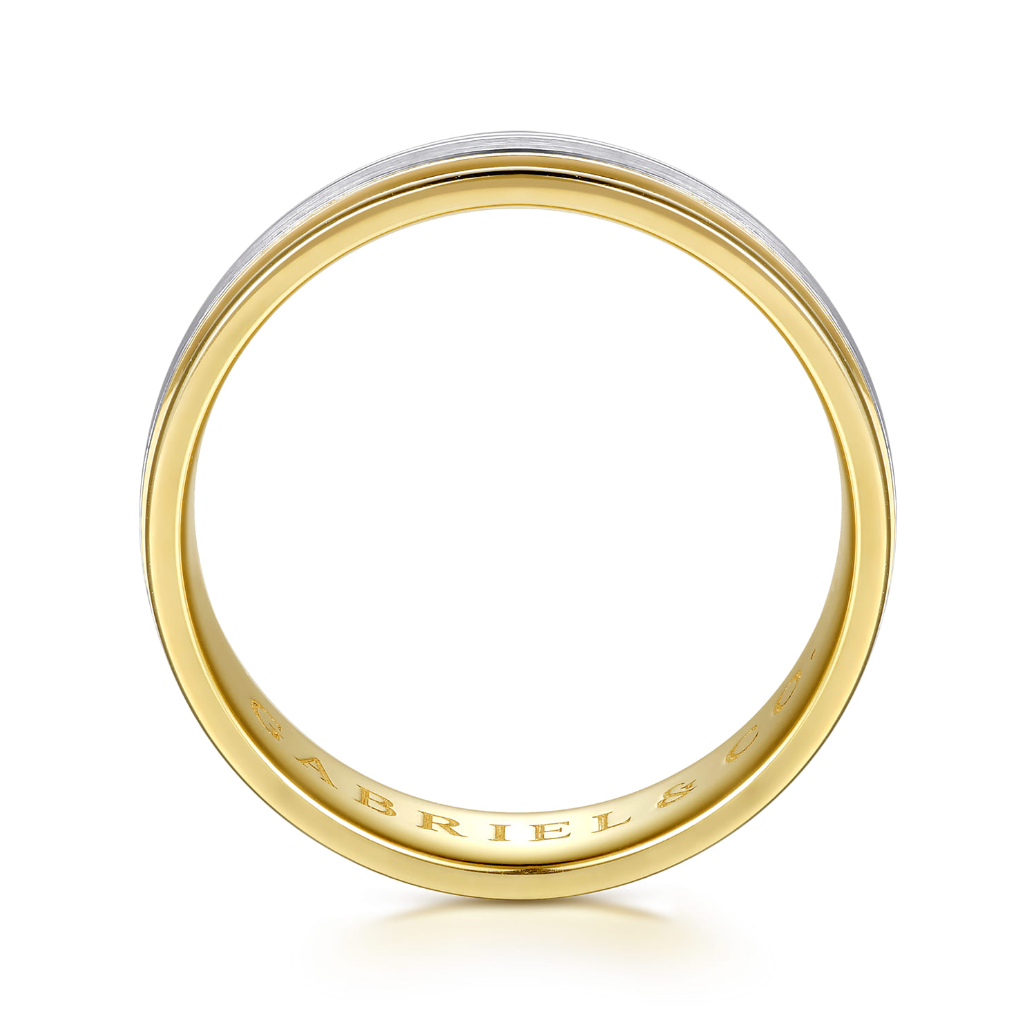 14K White-Yellow Gold 4mm - Men's Wedding Band in Horizontal Brush Finish - Shot 2