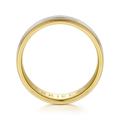 14K White-Yellow Gold 4mm - Men's Wedding Band in Horizontal Brush Finish