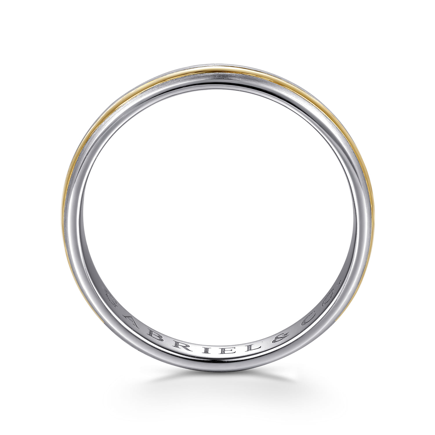 14K White-Yellow Gold 4mm - Men's Wedding Band in Horizontal Brush Finish - Shot 2