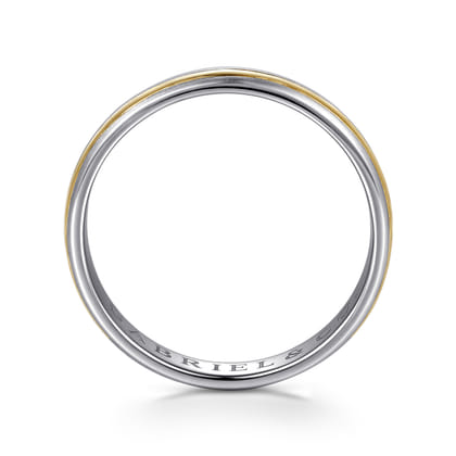 14K White-Yellow Gold 4mm - Men's Wedding Band in Horizontal Brush Finish