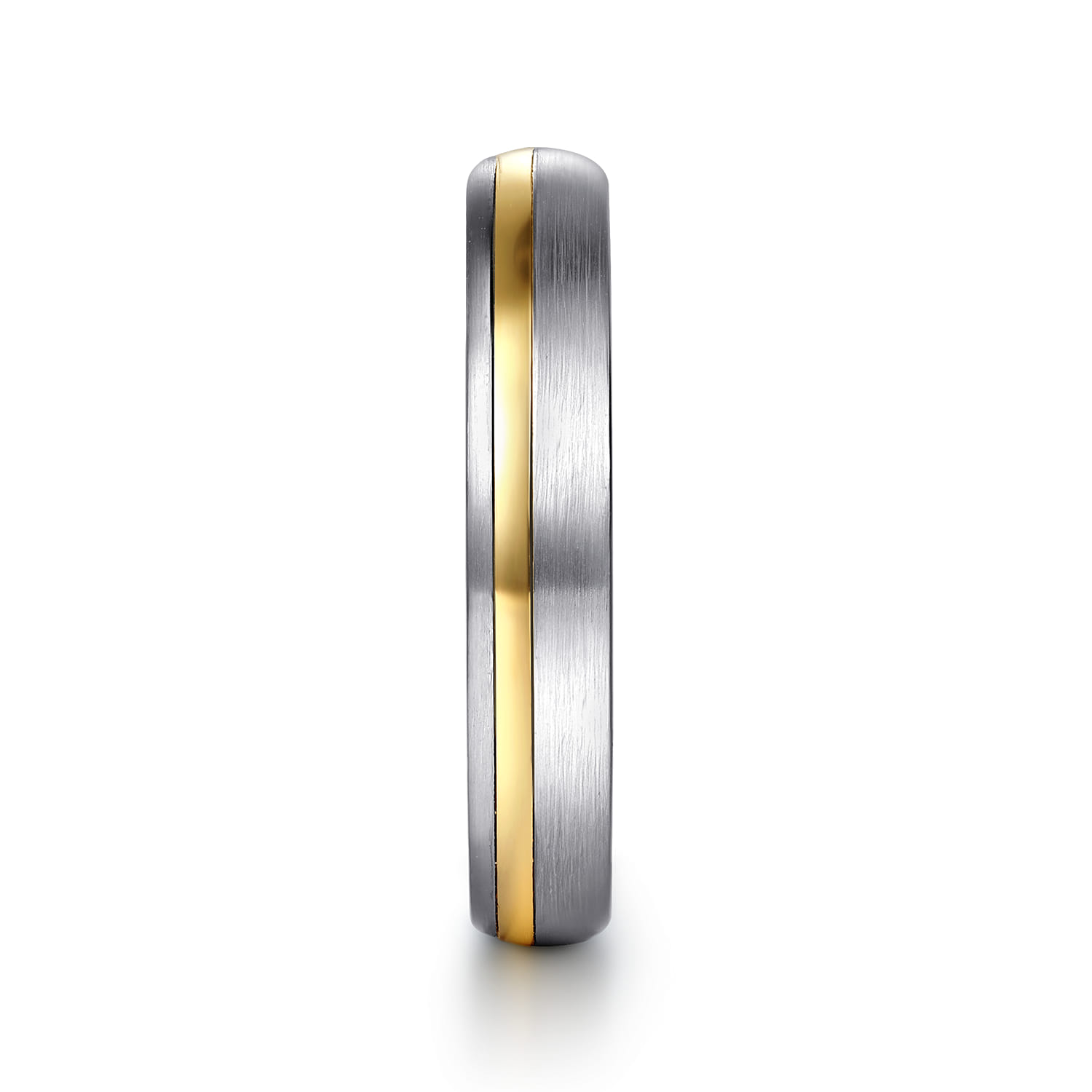 14K White-Yellow Gold 4mm - Men's Wedding Band in Horizontal Brush Finish - Shot 4