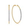 14K White-Yellow Gold 60mm Bujukan Diamond Hoop Earrings - 0.65 ct