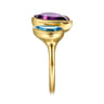 14K White  Yellow Gold Amethyst and Blue Topaz Open Ring