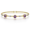 14K White-Yellow Gold Amethyst and Diamond Station Bujukan Bangle - 0.11 ct