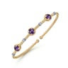 14K White-Yellow Gold Amethyst and Diamond Station Bujukan Bangle - 0.11 ct