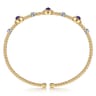 14K White-Yellow Gold Amethyst and Diamond Station Bujukan Bangle - 0.11 ct