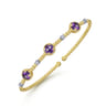 14K White-Yellow Gold Amethyst and Diamond Station Bujukan Bangle - 0.12 ct