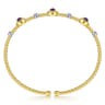 14K White-Yellow Gold Amethyst and Diamond Station Bujukan Bangle - 0.12 ct