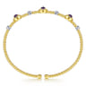 14K White-Yellow Gold Amethyst and Diamond Station Bujukan Bangle - 0.11 ct